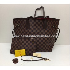 LV Neverfull Brown Check